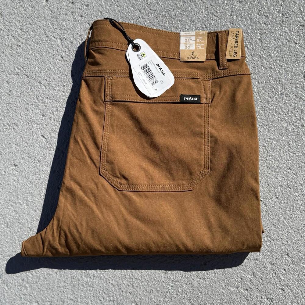 Men’s PrAna Stretch Zion Slim Pants II Hiking Sepia 38 x 30